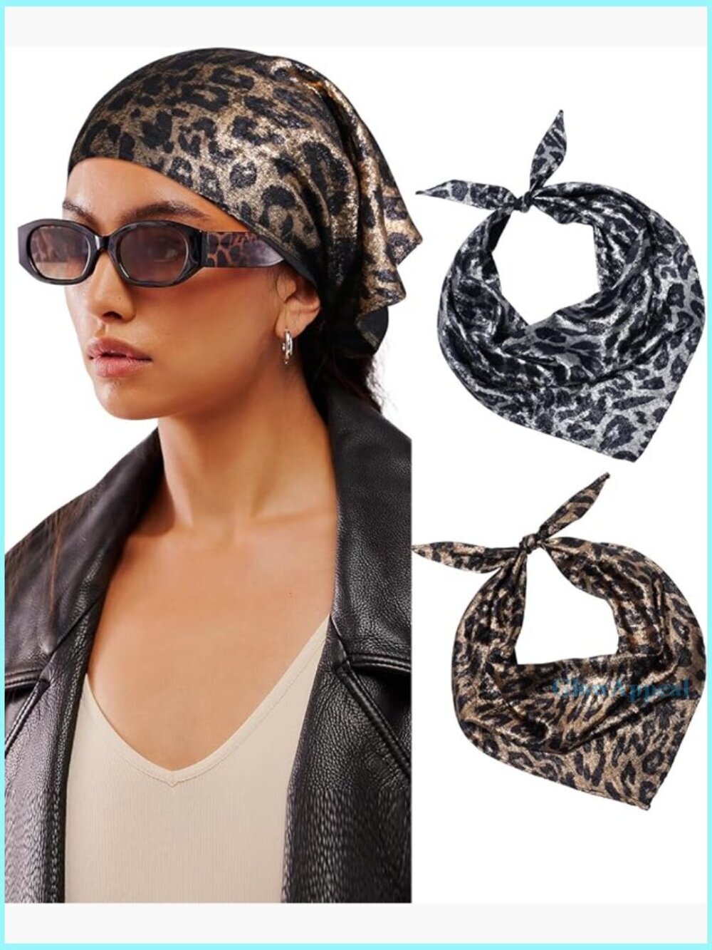 2-Piece Y2K Hair Bandanas Set, Punk Head Wraps, Grunge Disco Head Cover